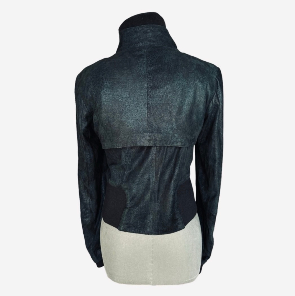 Armando Gomez Leather Windbreaker Vest Jacket Dark Blue M Italy 3-Way Style - Picture 7 of 14
